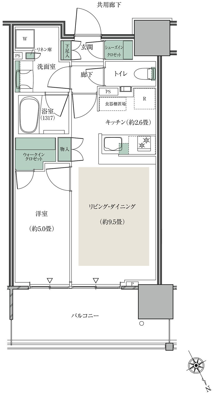 リーフシティ市川　ザ・タワー 間取り N43Bタイプ