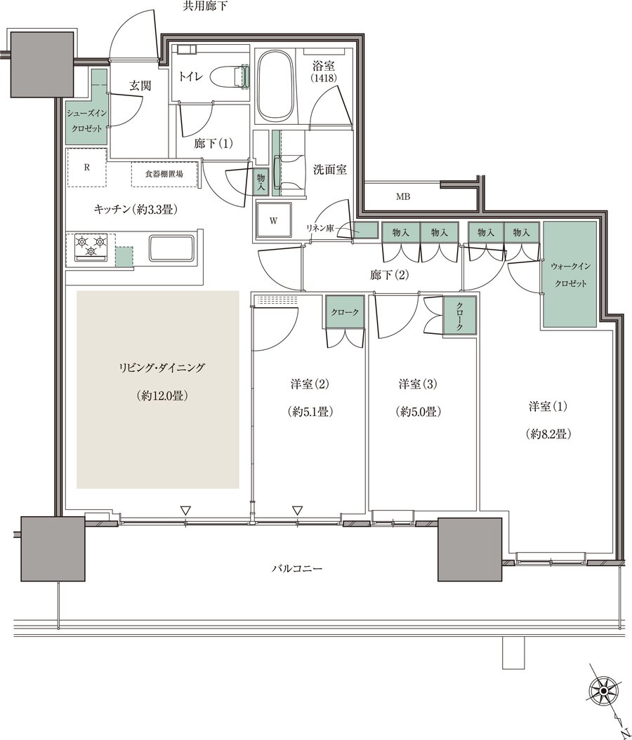 リーフシティ市川　ザ・タワー 間取り N77Jタイプ