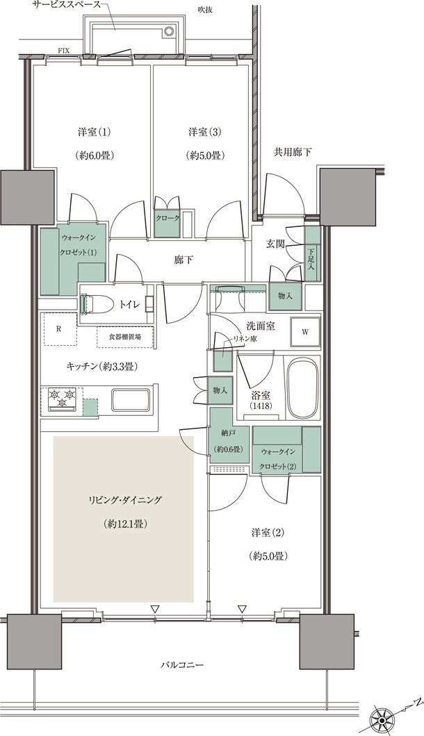 リーフシティ市川　ザ・タワー 間取り E71Eタイプ