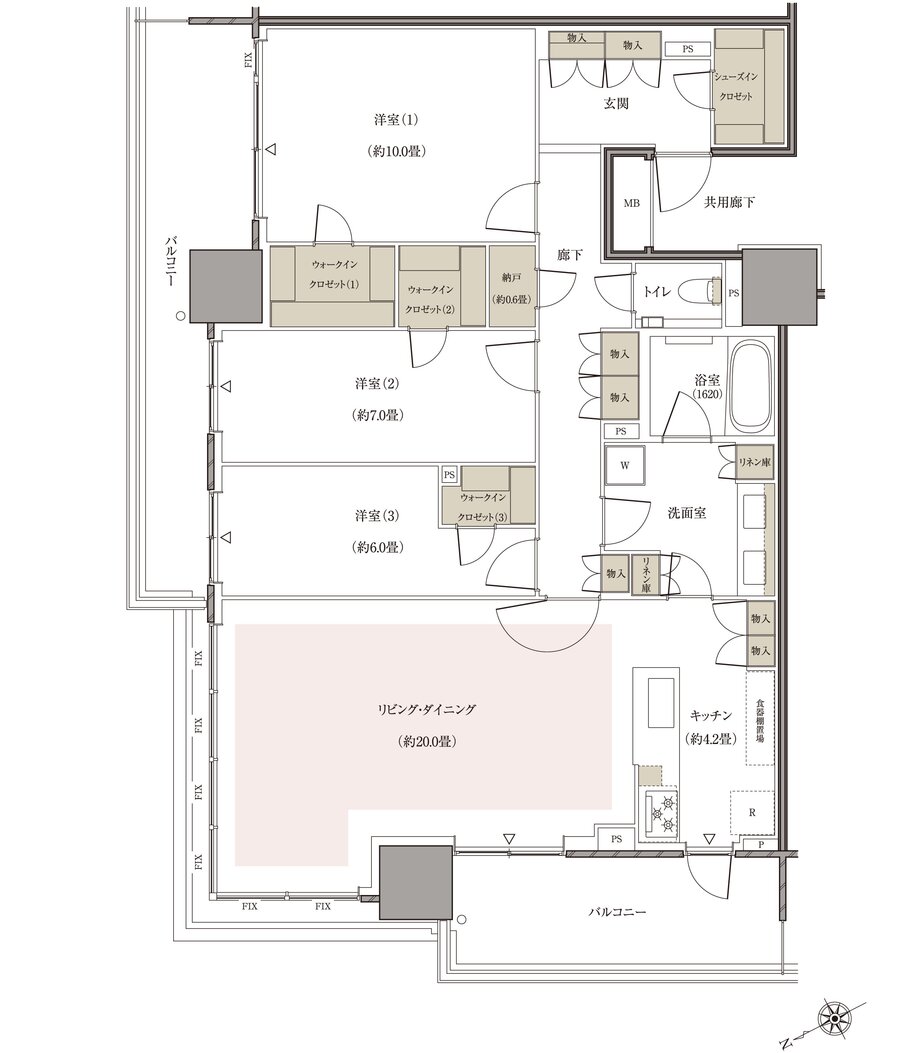 リーフシティ市川　ザ・タワー 間取り P-NW118Nタイプ