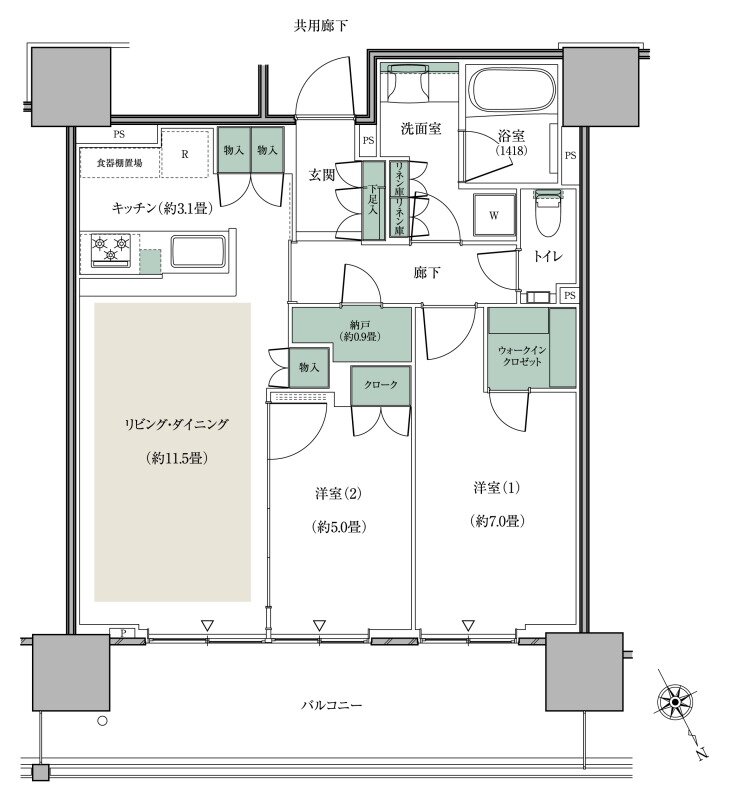 リーフシティ市川　ザ・タワー 間取り N65Cタイプ
