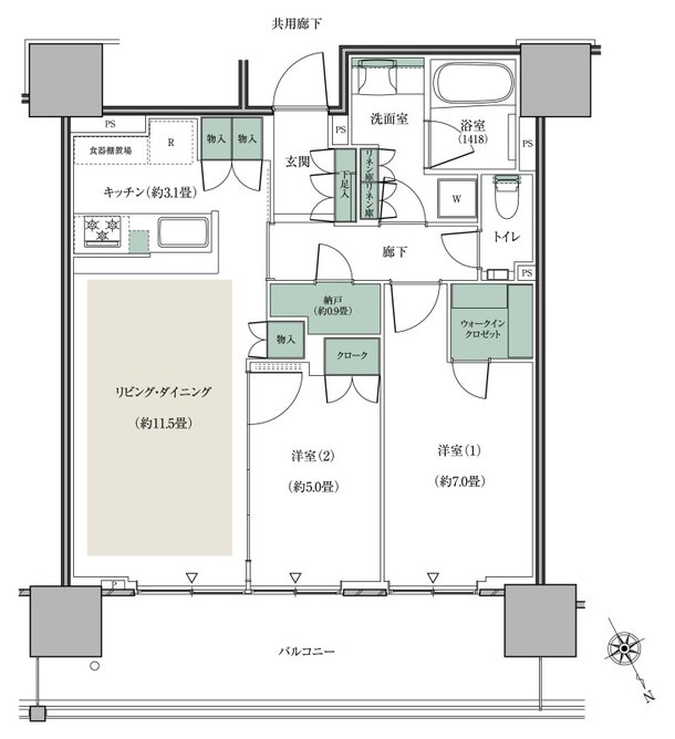 リーフシティ市川　ザ・タワー 間取り N65Cタイプ