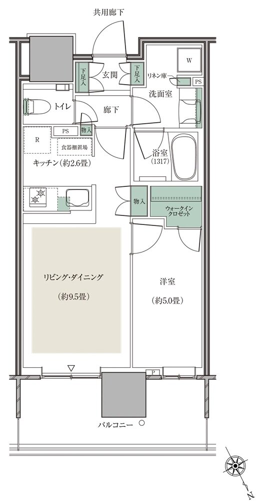 リーフシティ市川　ザ・タワー 間取り N42Aタイプ