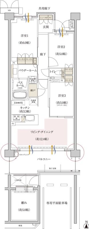 プレミスト京都 松ケ崎 間取り KFg type