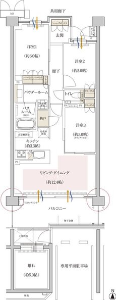 プレミスト京都 松ケ崎 間取り KFg type