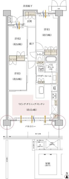 プレミスト京都 松ケ崎 間取り KE type