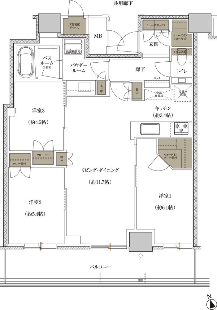 プレミストタワー千里丘 間取り P-F TYPE