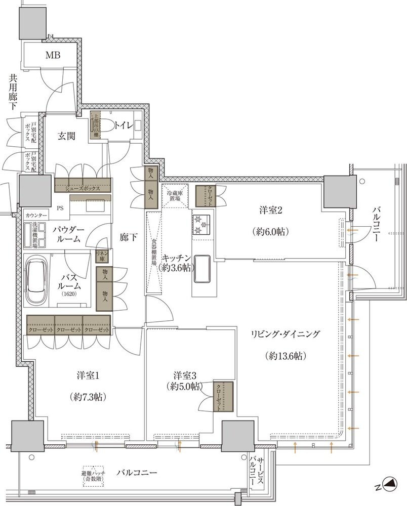プレミストタワー千里丘 間取り P-D TYPE