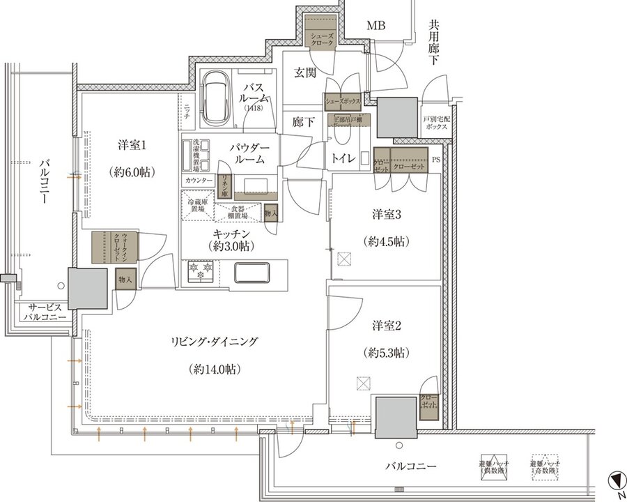 プレミストタワー千里丘 間取り P-J TYPE