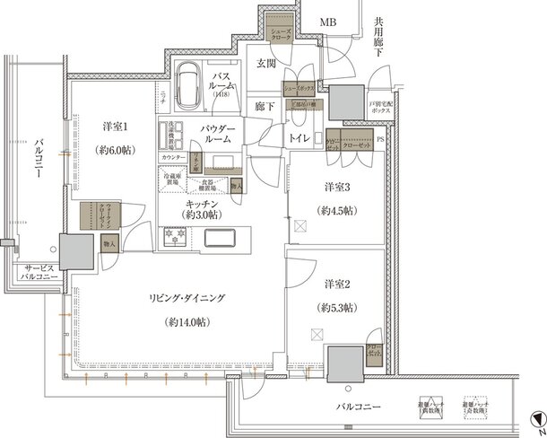 プレミストタワー千里丘 間取り P-J TYPE