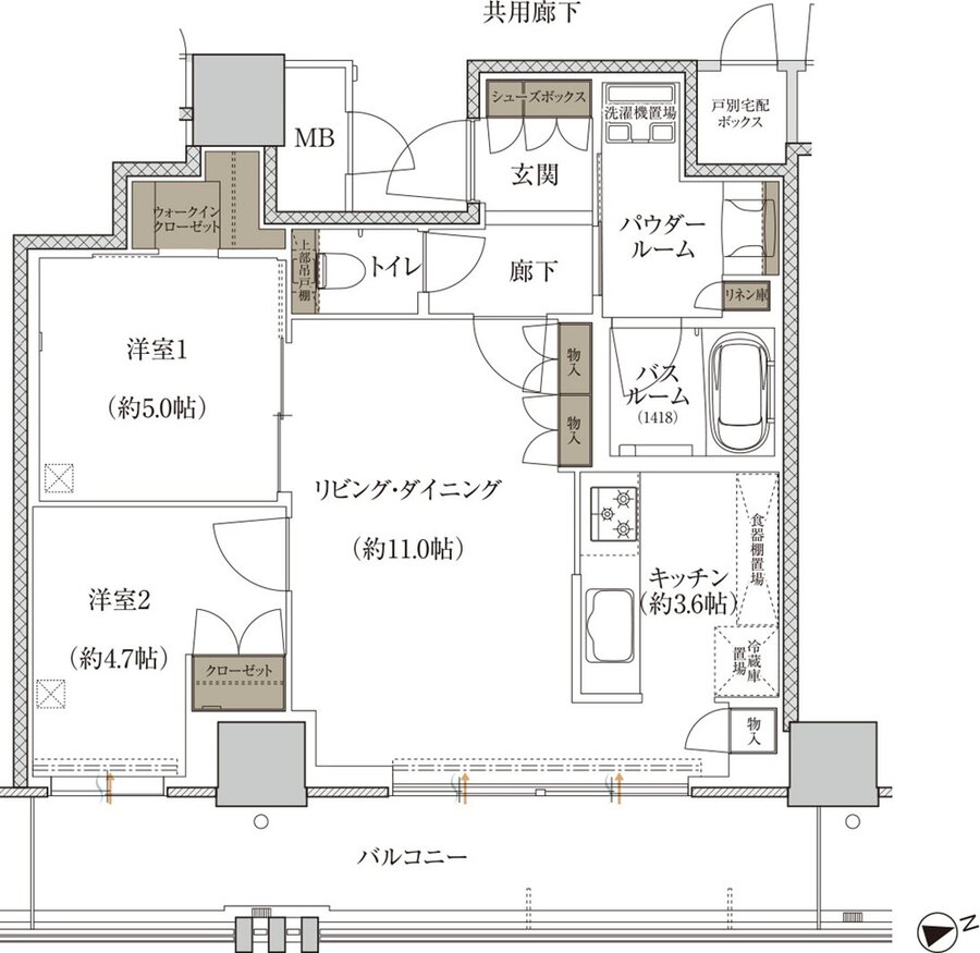 プレミストタワー千里丘 間取り S-N TYPE