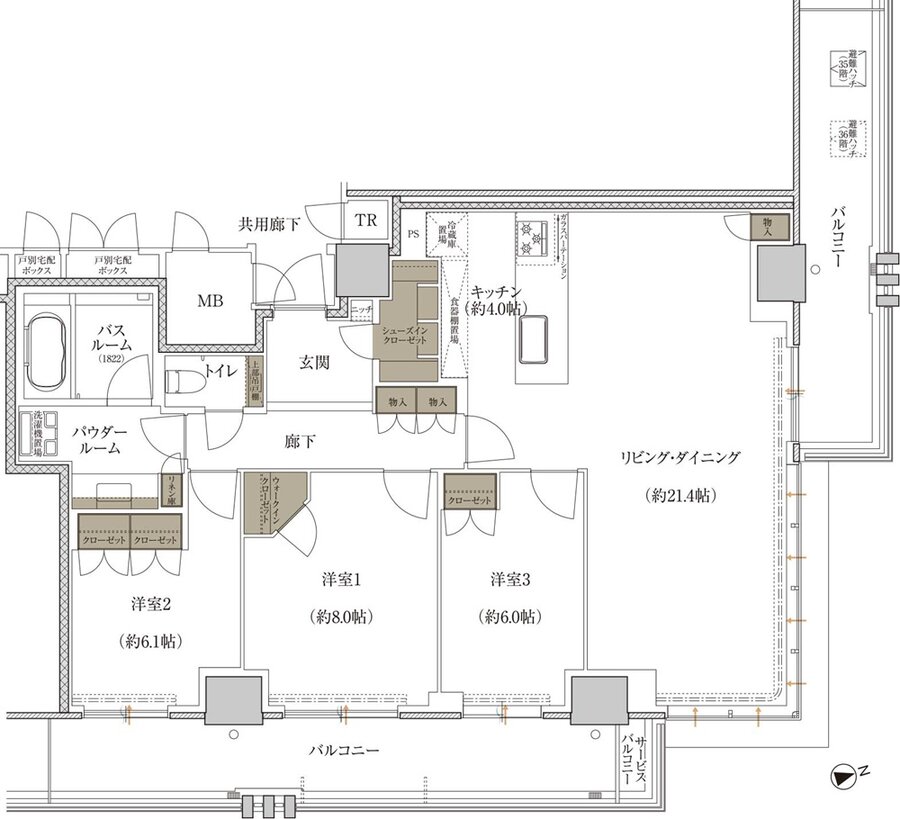 プレミストタワー千里丘 間取り T-H TYPE