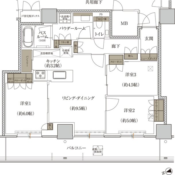 プレミストタワー千里丘 間取り P-C TYPE