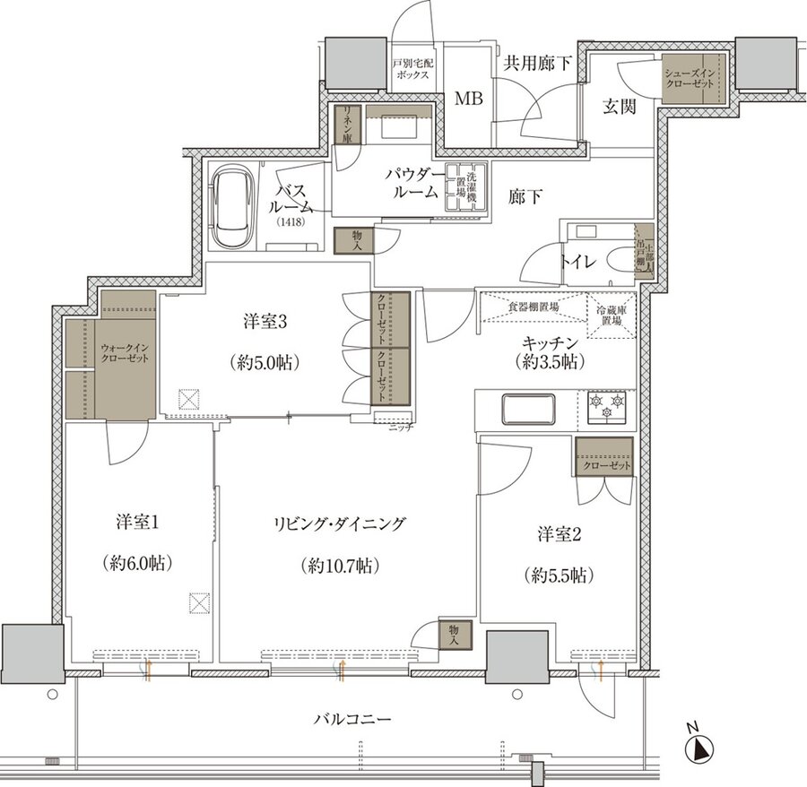 プレミストタワー千里丘 間取り P-E TYPE