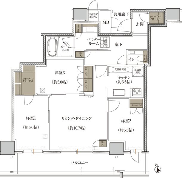 プレミストタワー千里丘 間取り P-E TYPE