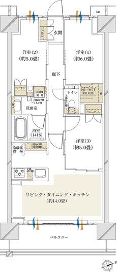 クレストプライムシティ南砂 間取り A-K type