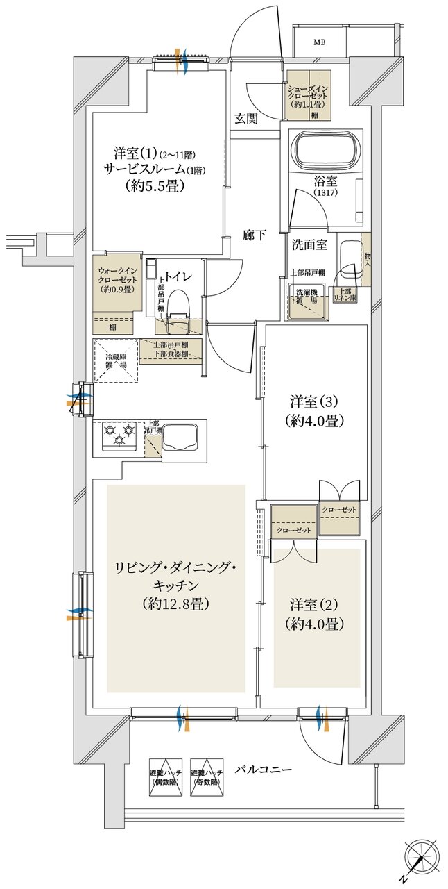 クレストプライムシティ南砂 間取り P-E1 type