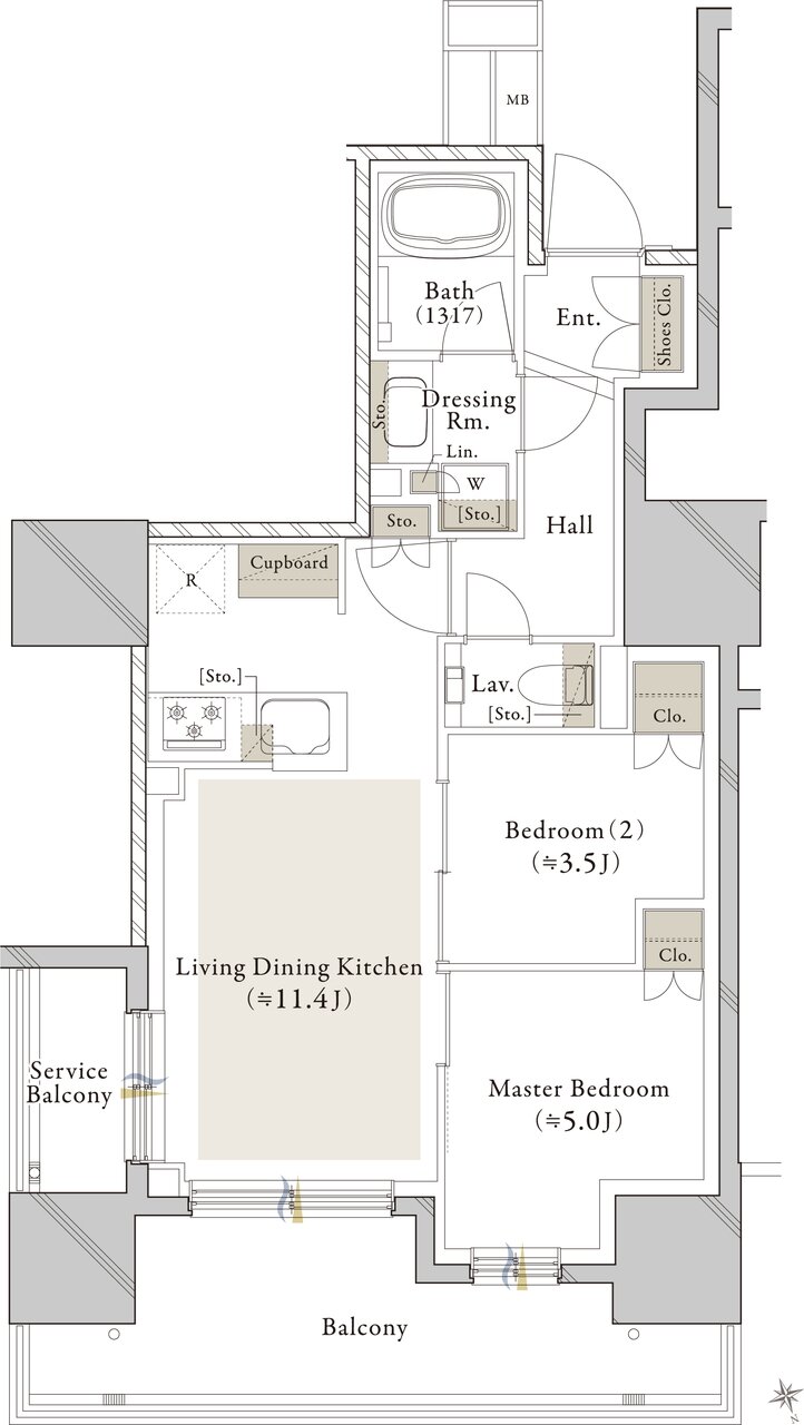 クレストタワー西日暮里 間取り F type
