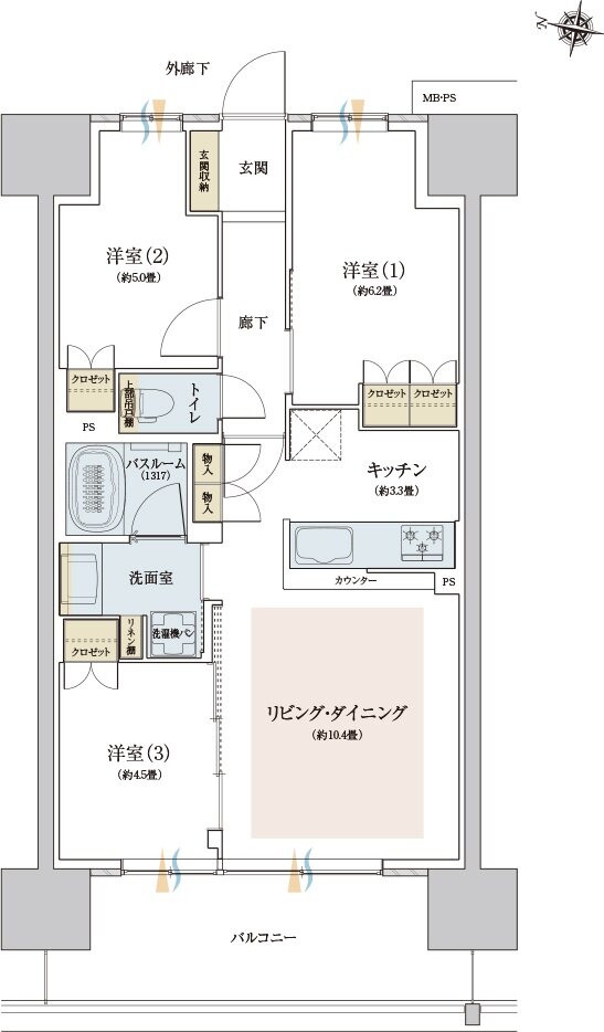 ザ・ライオンズ西九条 間取り E2 type
