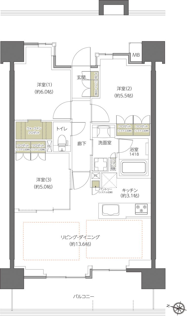 レーベン木町通THE MAISON 間取り C type