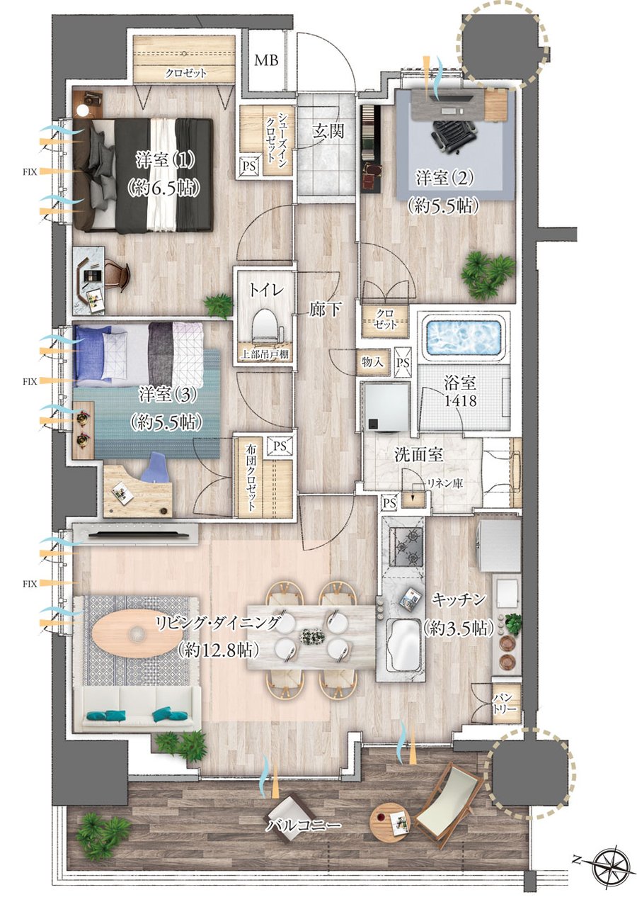 レーベン木町通THE MAISON 間取り A type