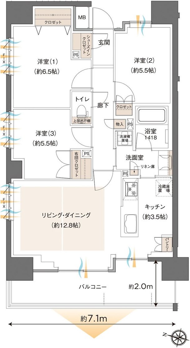 レーベン木町通THE MAISON 間取り A type