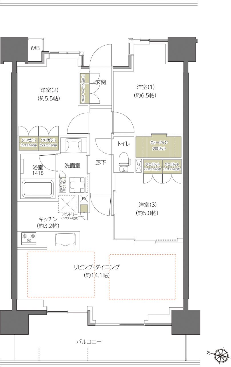 レーベン木町通THE MAISON 間取り D type