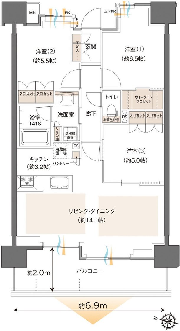 レーベン木町通THE MAISON 間取り D type