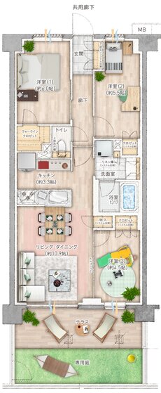 レーベン東川口 ZEFEEL 間取り Gg type