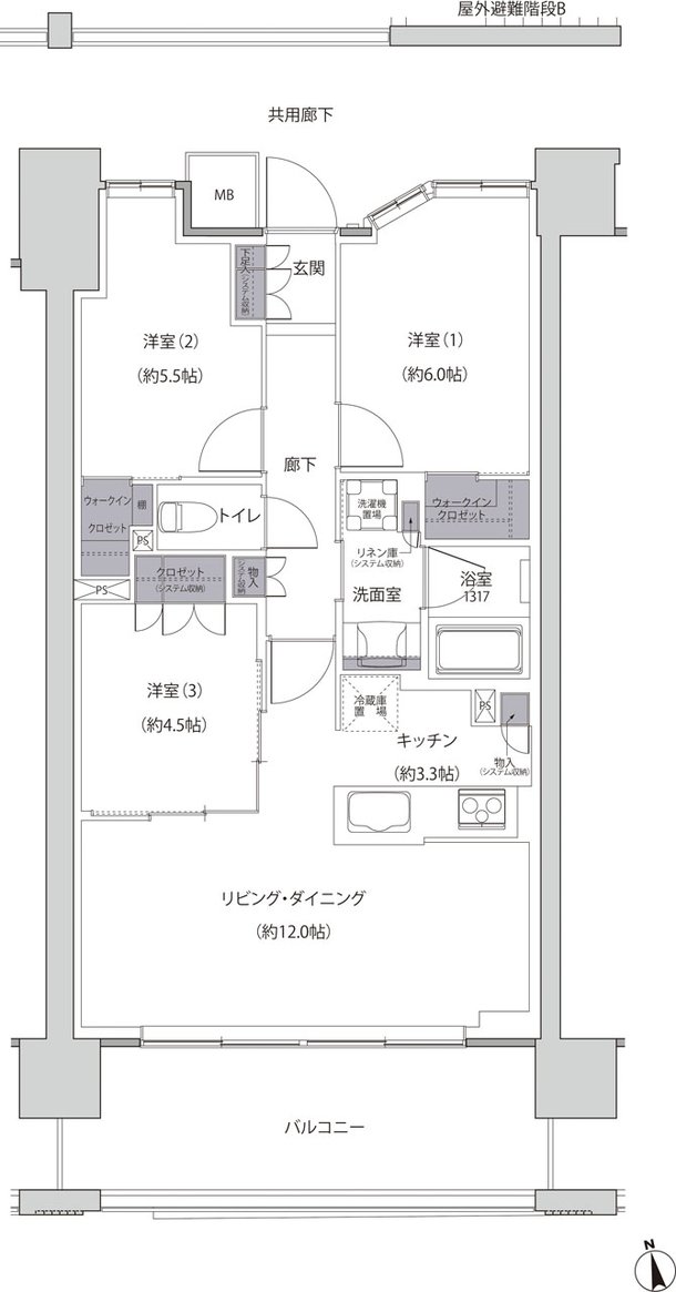 レーベン福井中央ARCGATE 間取り E type
