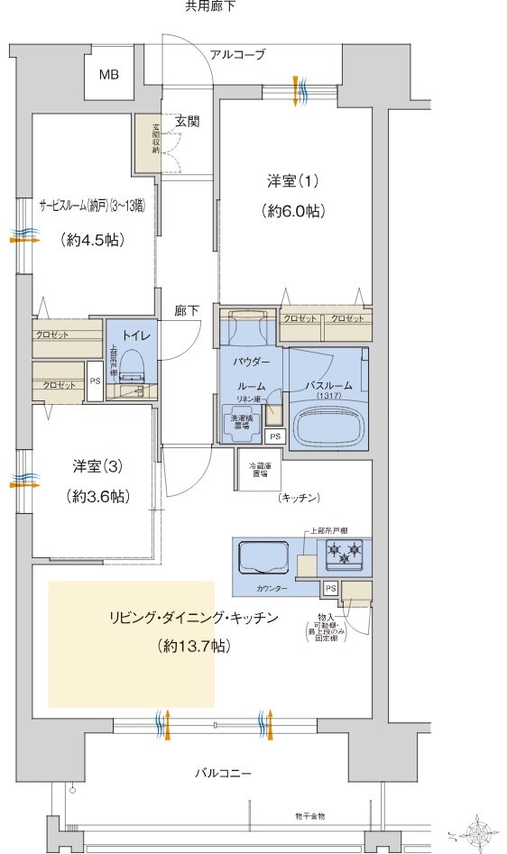 プレサンス ロジェ 上前津駅前 THE RESIDENCE 間取り Aタイプ