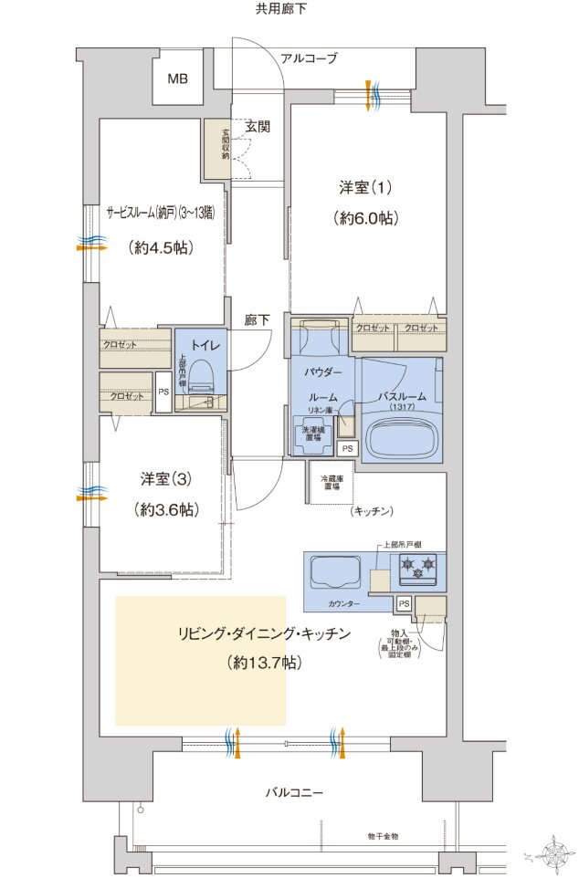 プレサンス ロジェ 上前津駅前 THE RESIDENCE 間取り Aタイプ