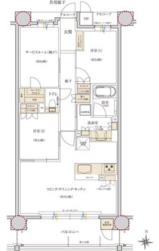レ・ジェイド甲子園口 間取り H TYPE