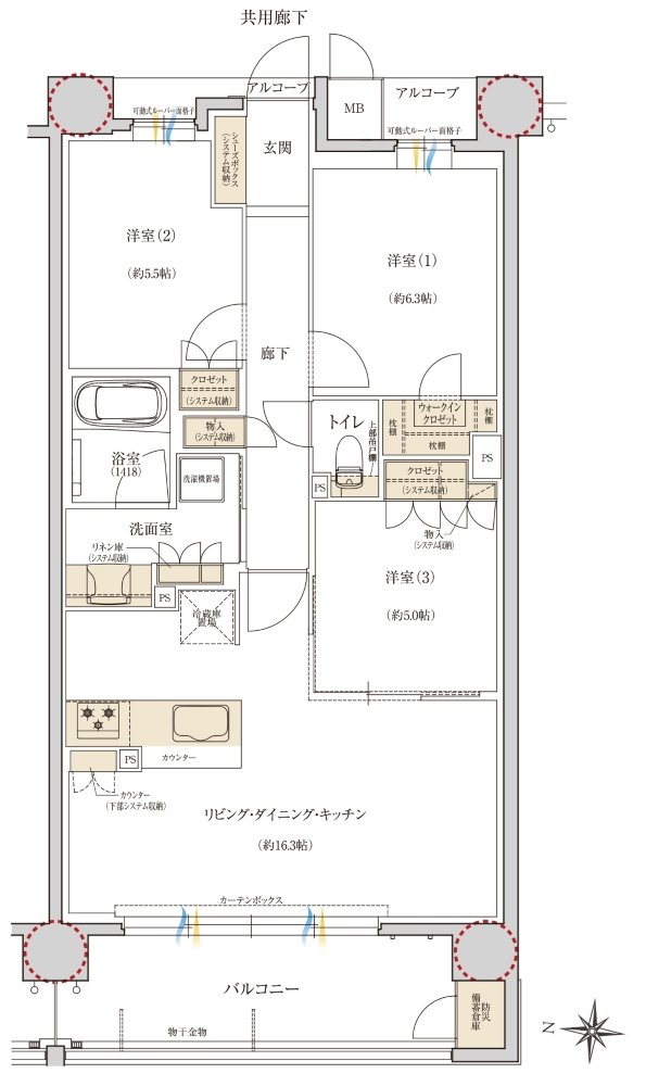 レ・ジェイド甲子園口 間取り E TYPE