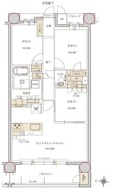 レ・ジェイド甲子園口 間取り E TYPE
