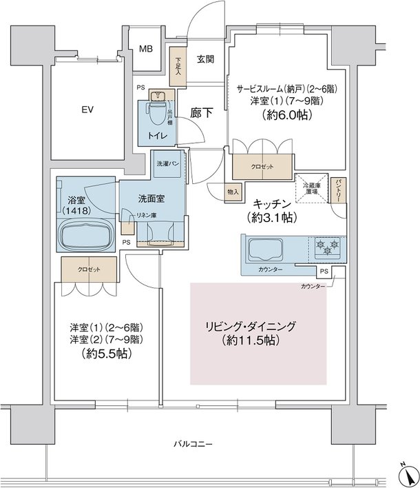 ジェイグラン羽衣 間取り R type