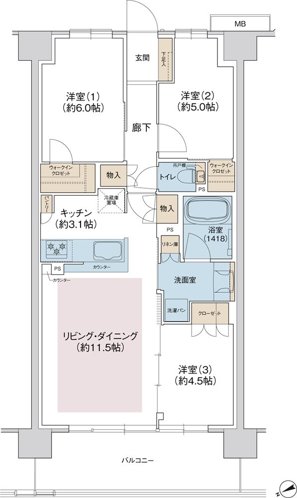 ジェイグラン羽衣 間取り E type