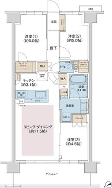 ジェイグラン羽衣 間取り E type