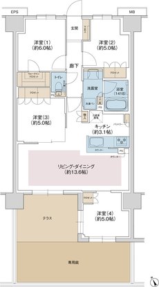 ジェイグラン羽衣 間取り Mg type