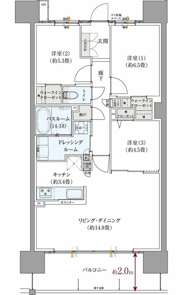 サーパス元今泉スクエアガーデン 間取り Eタイプ