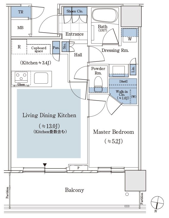 パークタワー渋谷笹塚 間取り 45Aタイプ