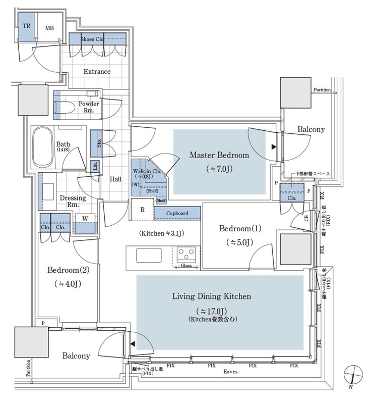 パークタワー渋谷笹塚 間取り 75Abタイプ