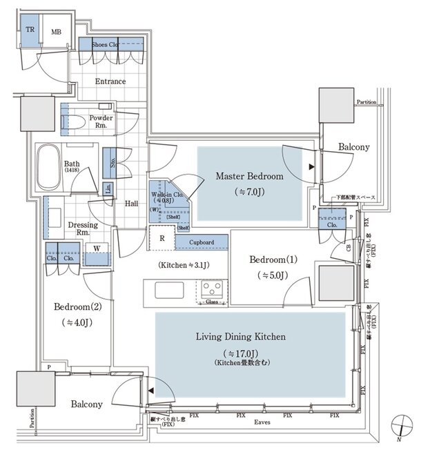 パークタワー渋谷笹塚 間取り 75Abタイプ