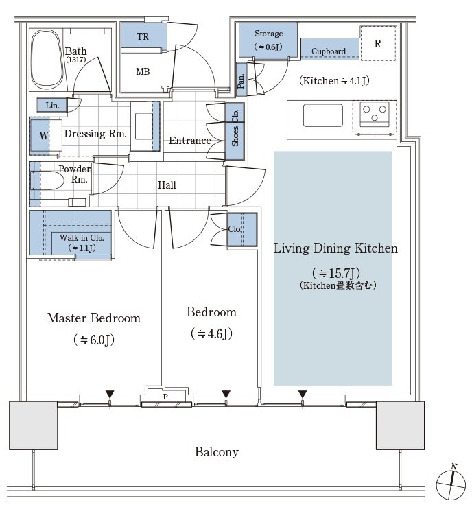 パークタワー渋谷笹塚 間取り 60Fタイプ