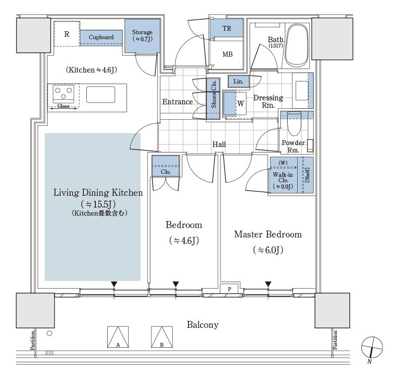 パークタワー渋谷笹塚 間取り 60Dbタイプ