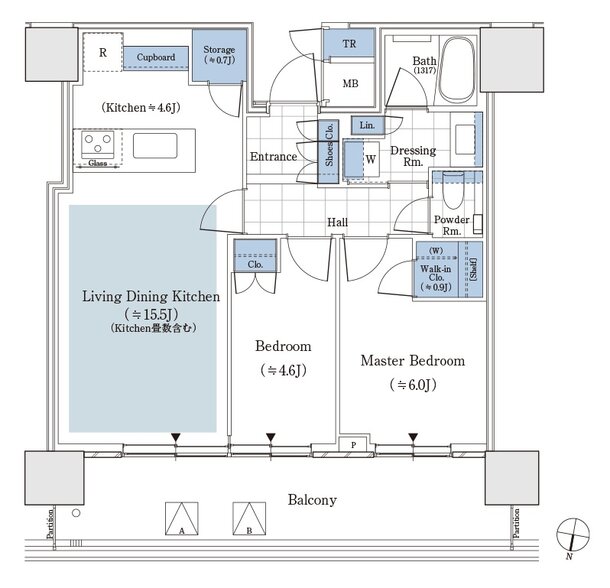 パークタワー渋谷笹塚 間取り 60Dbタイプ