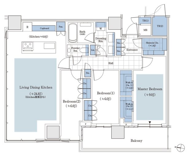 パークタワー渋谷笹塚 間取り P-108Aタイプ