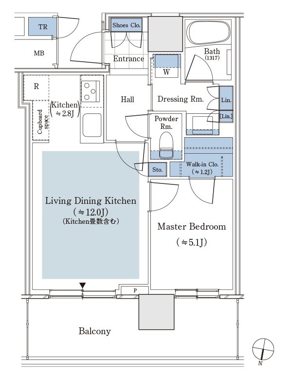 パークタワー渋谷笹塚 間取り 43Bタイプ