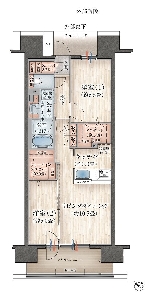 デュオヒルズ八戸ザ・マークス 間取り Dタイプ(先着順)