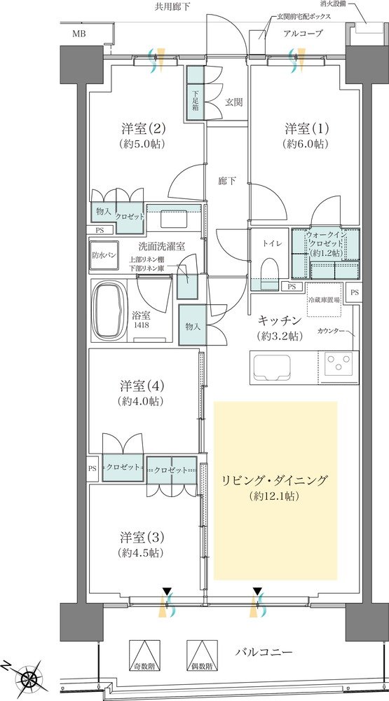 ジオ板橋浮間舟渡 間取り C14タイプ(先着順)